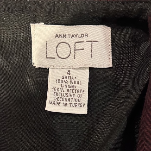 ANN TAYLOR LOFT HERRINGBONE SKIRT w/LEATHER STRIPES - Picture 10 of 10